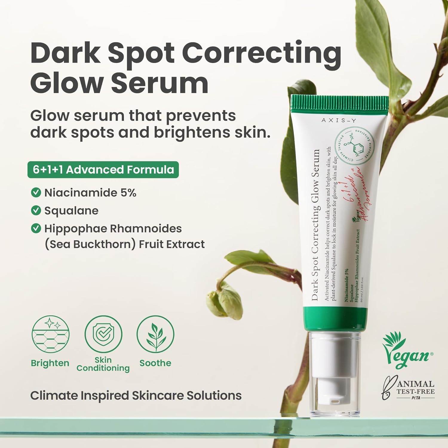 AXIS-Y Dark Spot Correcting Glow Serum 50ml. | Brightening Treatment, Anti-Aging, Acne Scars, Fine Lines, Hyperpigmentation, and Dark Circles